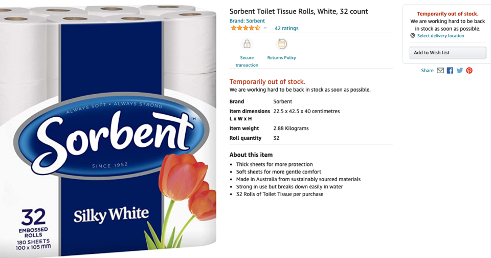 Amazon toilet paper out of stock