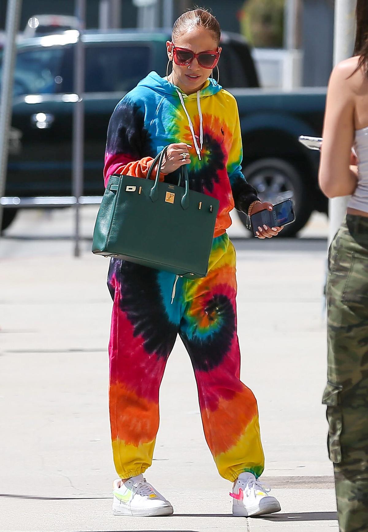 Jennifer Lopez Brings Back the Comfy Tie-Dye Sweat Set in Full Technicolor