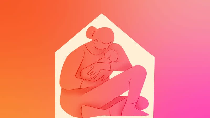 A graphic shows a mother holding a baby. A long-term study looks at how urban-born babies are doing at age 22.