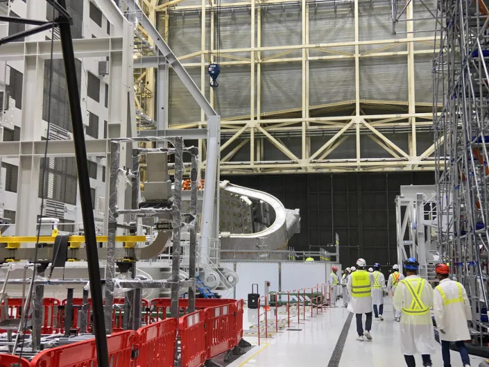 Parts of the ITER tokamak are prepared for assembly, August 3, 2022. / Credit: Haley Ott/CBS News