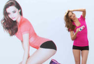 Celebrity photos: Miranda Kerr launched a Reebok campaign this week looking as hot as ever. She posed in front of a giant 3D photo of herself, before explaining the secret to her figure. She said: “'I keep in shape by eating healthily and working out, no special secret. With food, I am good 80 per cent of the time and treat myself 20 per cent of the time. I don't believe in being too hard on yourself and we are here to enjoy life! I work out, do yoga and wear my EasyTone wherever I go so that know that I'm benefitting my body as I go about my daily routine.”