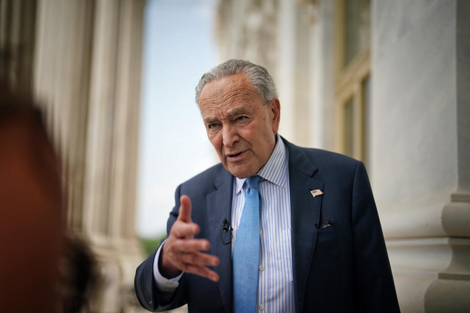 Senate Majority Leader Chuck Schumer at the Capitol on Thursday, Aug. 1, 2024. (Frank Thorp V / NBC News)