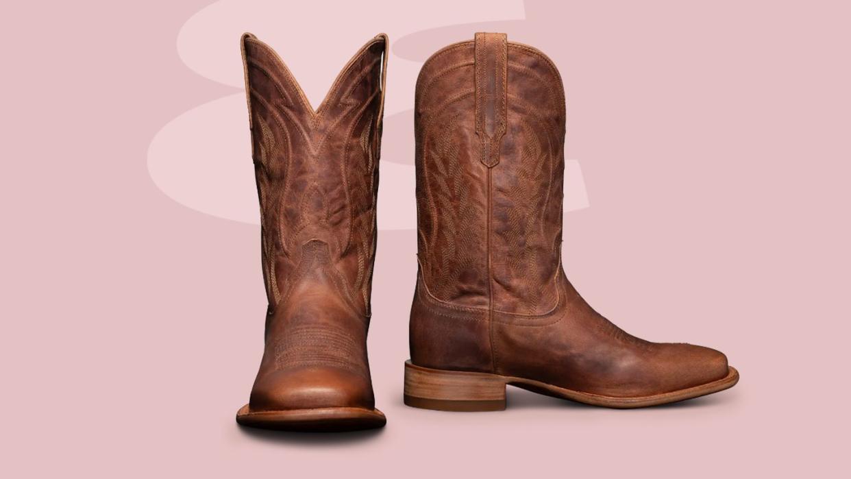 a pair of brown boots