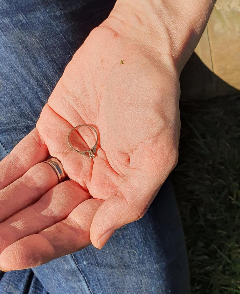 The ring that Alison Brown found after two and a half years in her garden