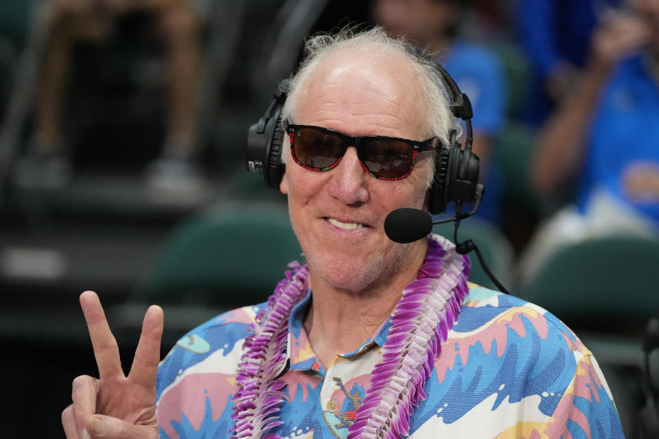 HONOLULU, HI - NOVEMBER 21: ESPN college basketball announcer Bill Walton poses for a photo during a college basketball game between the Syracuse Orange and the Gonzaga Bulldogs on day two of the Allstate Maui Invitational at the SimpliFi Arena at Stan Sheriff Center on November 21, 2023 in Honolulu, Hawaii.  (Photo by Mitchell Layton/Getty Images)