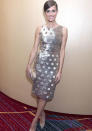 Celebrities in metallic fashion: Allison Williams looked pretty in this silver dress.<br><br>[Rex]