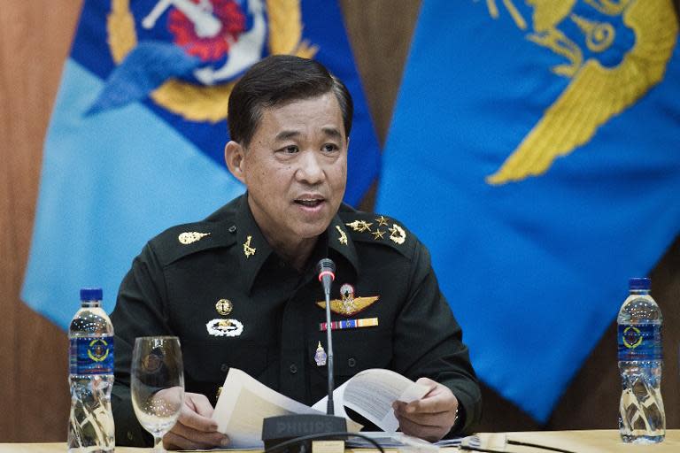 General Worapong Sanganetra, chief of Thailand's Defence Forces, speaks during a press conference in Bangkok on May 26, 2015