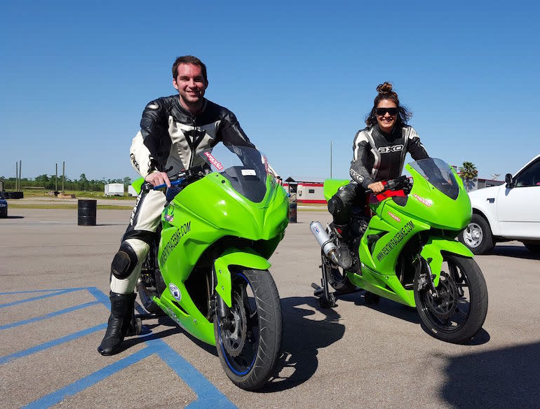 TJ's first time on a race-prepped bike!