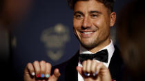 Marcus Stoinis arrives with painted nails ahead of the 2020 Cricket Australia Awards. (Photo by Daniel Pockett/Getty Images)