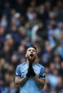 Britain Football Soccer - Manchester City v Chelsea - Premier League - Etihad Stadium - 3/12/16 Manchester City's Nicolas Otamendi reacts after being shown a yellow card Reuters / Phil Noble Livepic EDITORIAL USE ONLY. No use with unauthorized audio, video, data, fixture lists, club/league logos or "live" services. Online in-match use limited to 45 images, no video emulation. No use in betting, games or single club/league/player publications. Please contact your account representative for further details.