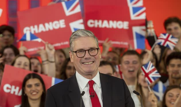 Labour leader Keir Starmer speaks to supporters at a watch party for the results of the U.K. general election in central London, on July 5, 2024.