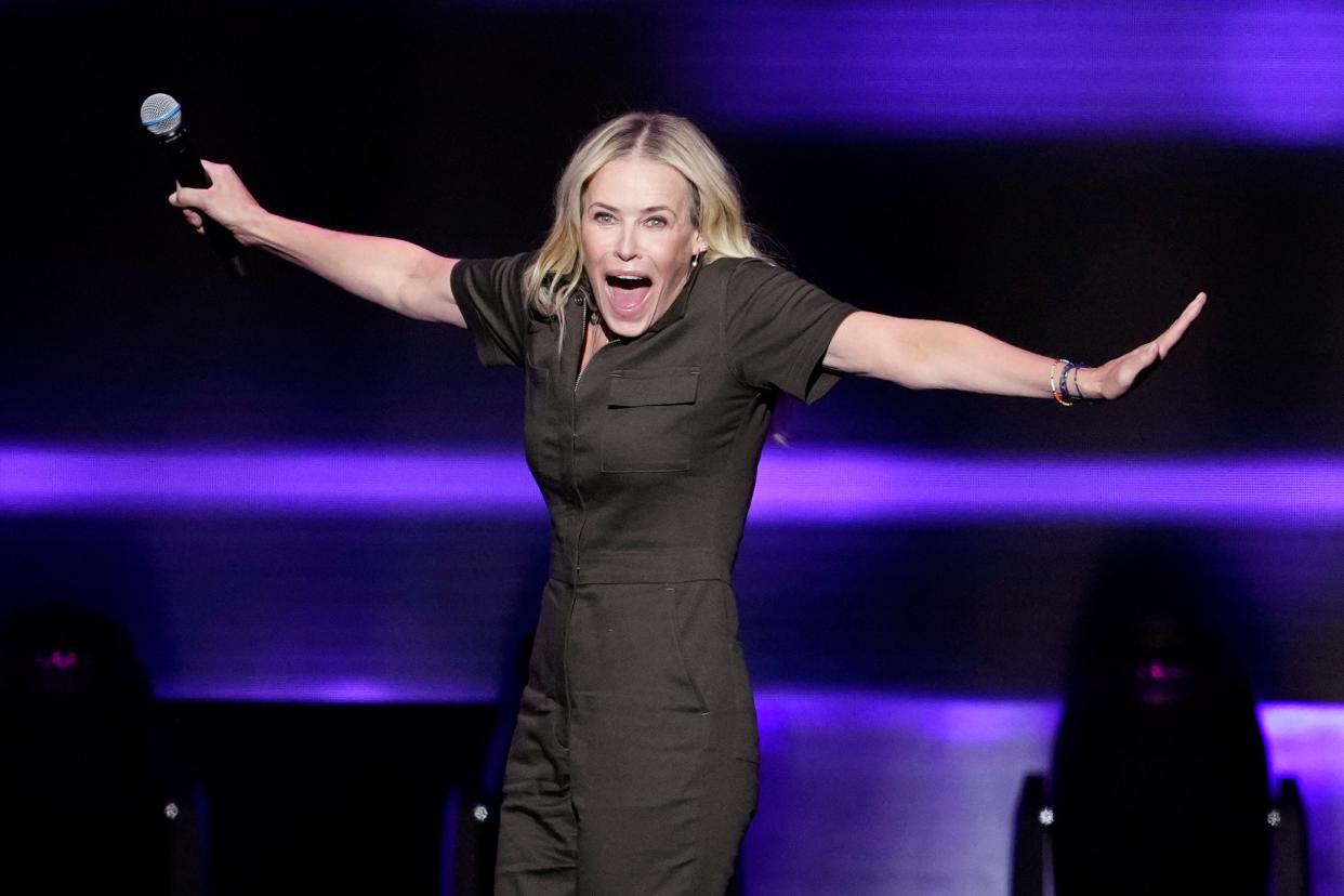 Chelsea Handler performs at Madison Square Garden during Dave Chappelle's 50th birthday celebration week on Aug. 25, 2023, in New York.