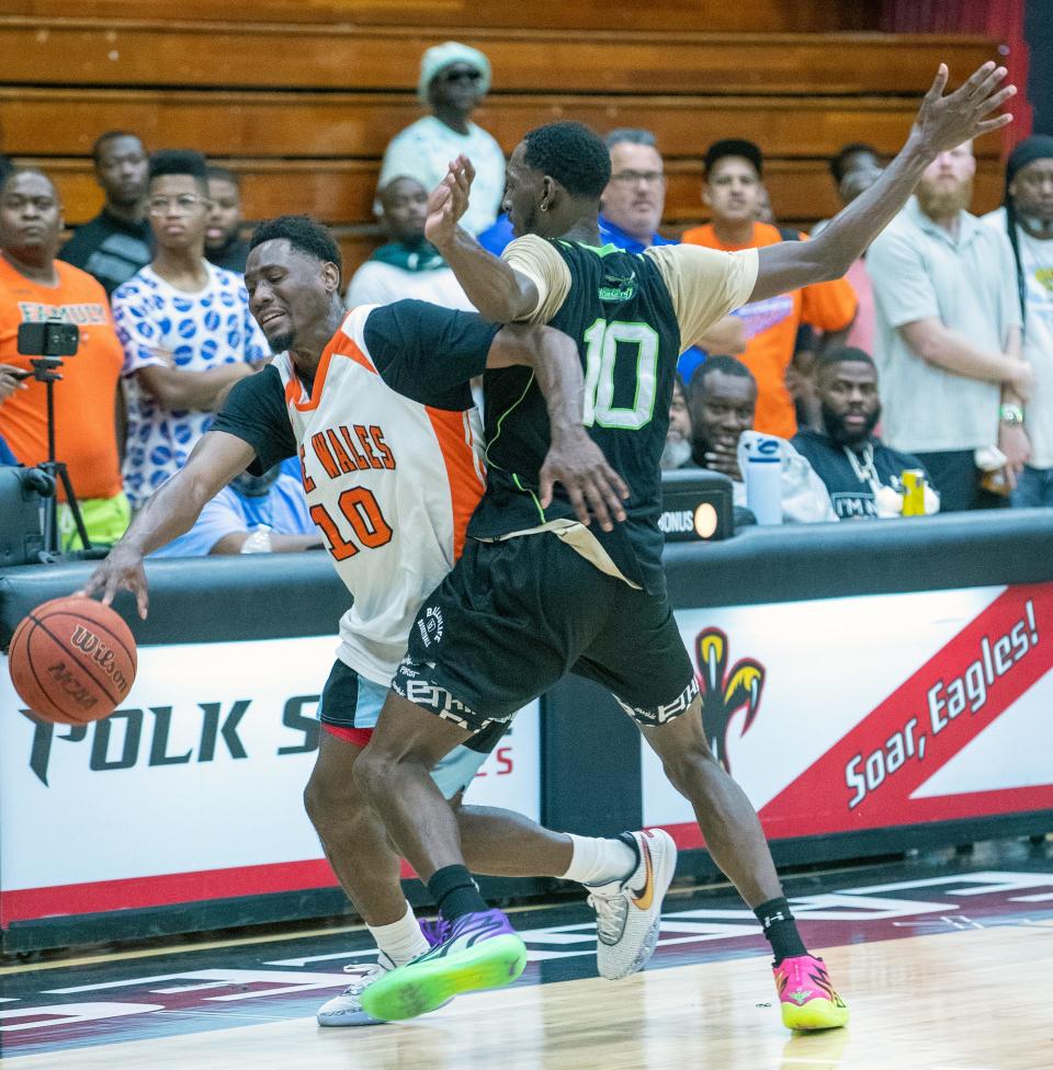 Lake Wales' Kevin Capers is in action at the Inaugural Polk Hoops Alumni Tournament on Saturday at Polk State College.