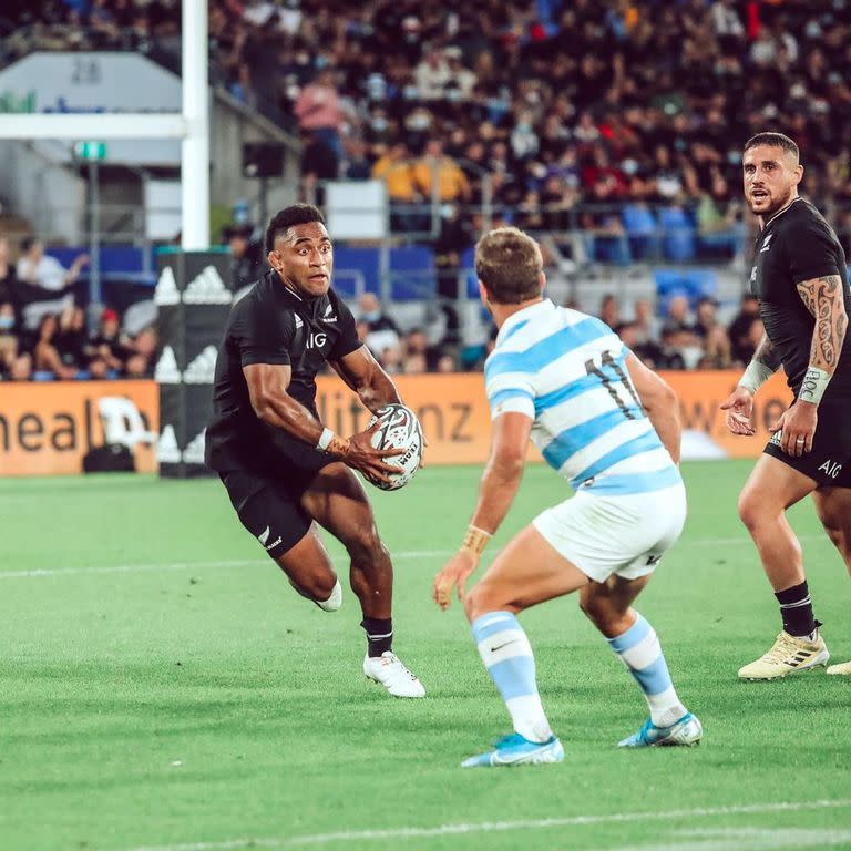 Sevu Reece, frente a los Pumas; el wing de los All Blacks se perderá el Mundial por una seria lesión