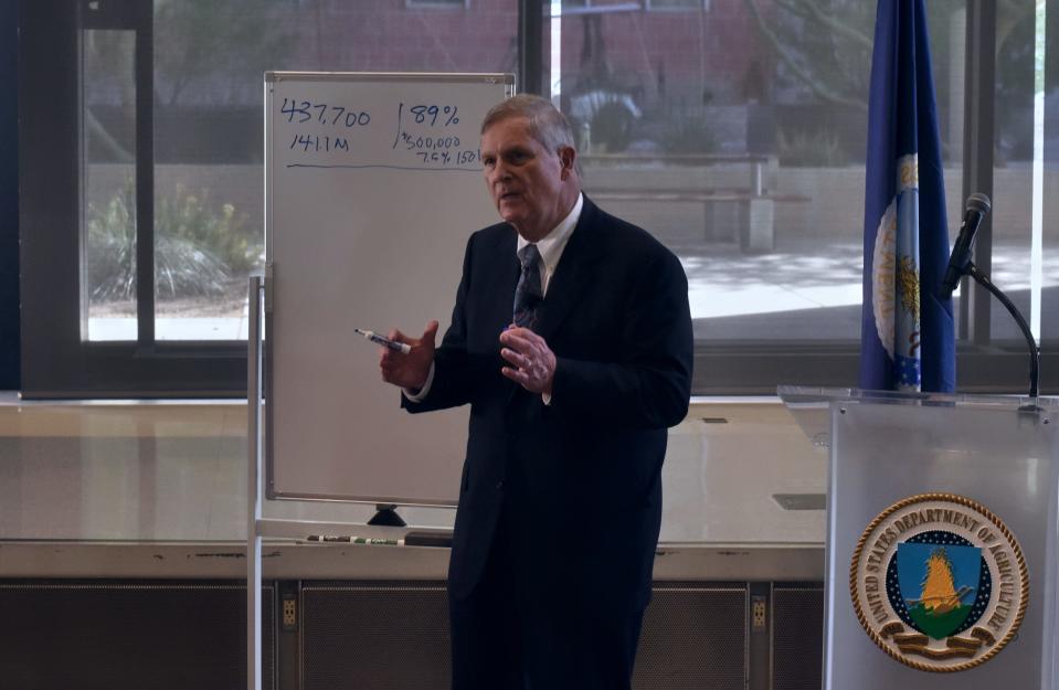 Historic investments from the Inflation Reduction Act will help the agency prove there is an alternative to the "get big or get out" agricultural model, said U.S. Agriculture Secretary Tom Vilsack at an event on Oct. 26, 2023, in Tucson, AZ.