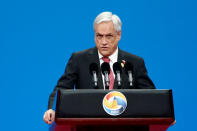 Chilean President Sebastian Pinera speaks at the opening ceremony for the second Belt and Road Forum in Beijing, China April 26, 2019. REUTERS/Florence Lo