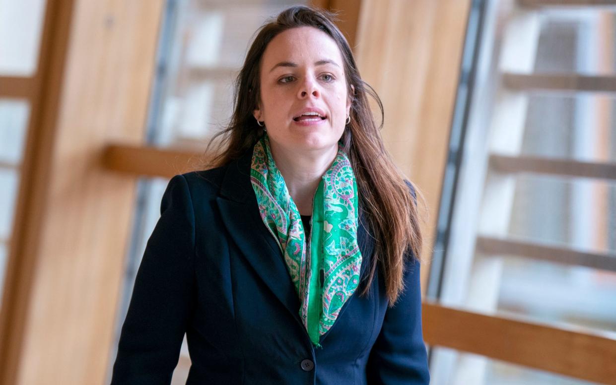 Kate Forbes, the former finance secretary, is pictured yesterday at Holyrood in Edinburgh