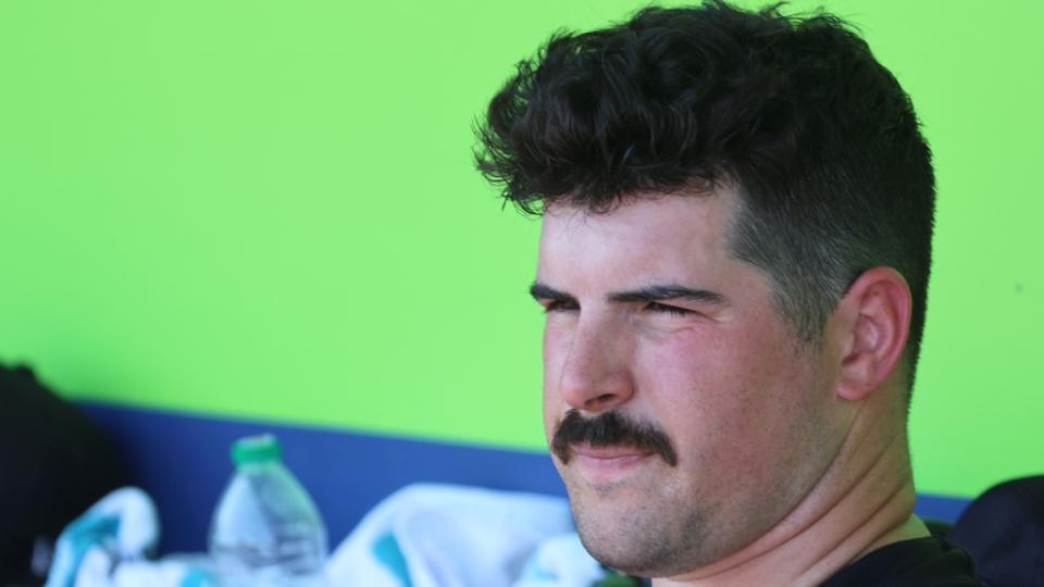 Mar 5, 2023; North Port, Florida, USA; New York Yankees starting pitcher Carlos Rodon (55) in the dugout before he pitches against the Atlanta Braves at CoolToday Park.