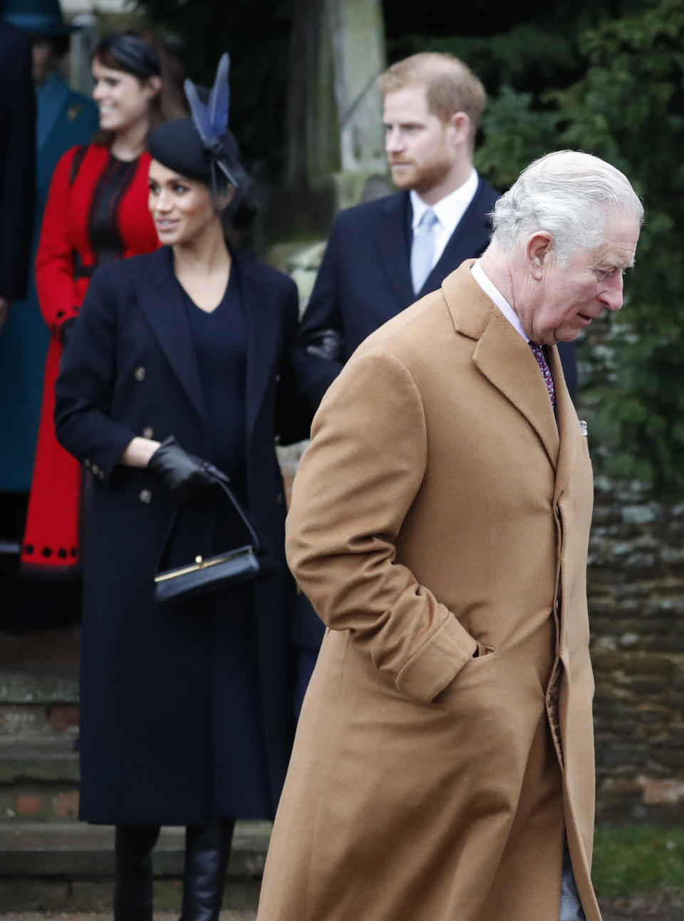 Britain's Prince Charles leaves after attending the Christmas day service at St Mary Magdalene Church in Sandringham in Norfolk, England, Tuesday, Dec. 25, 2018. (AP Photo/Frank Augstein)