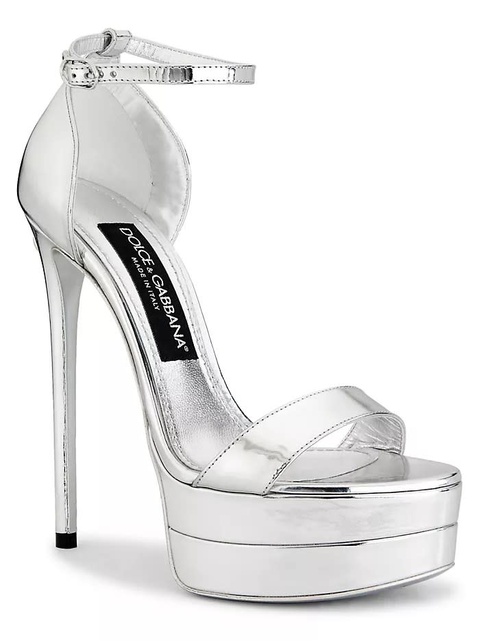 Dolce & Gabbana Metallic Leather Platform Sandals