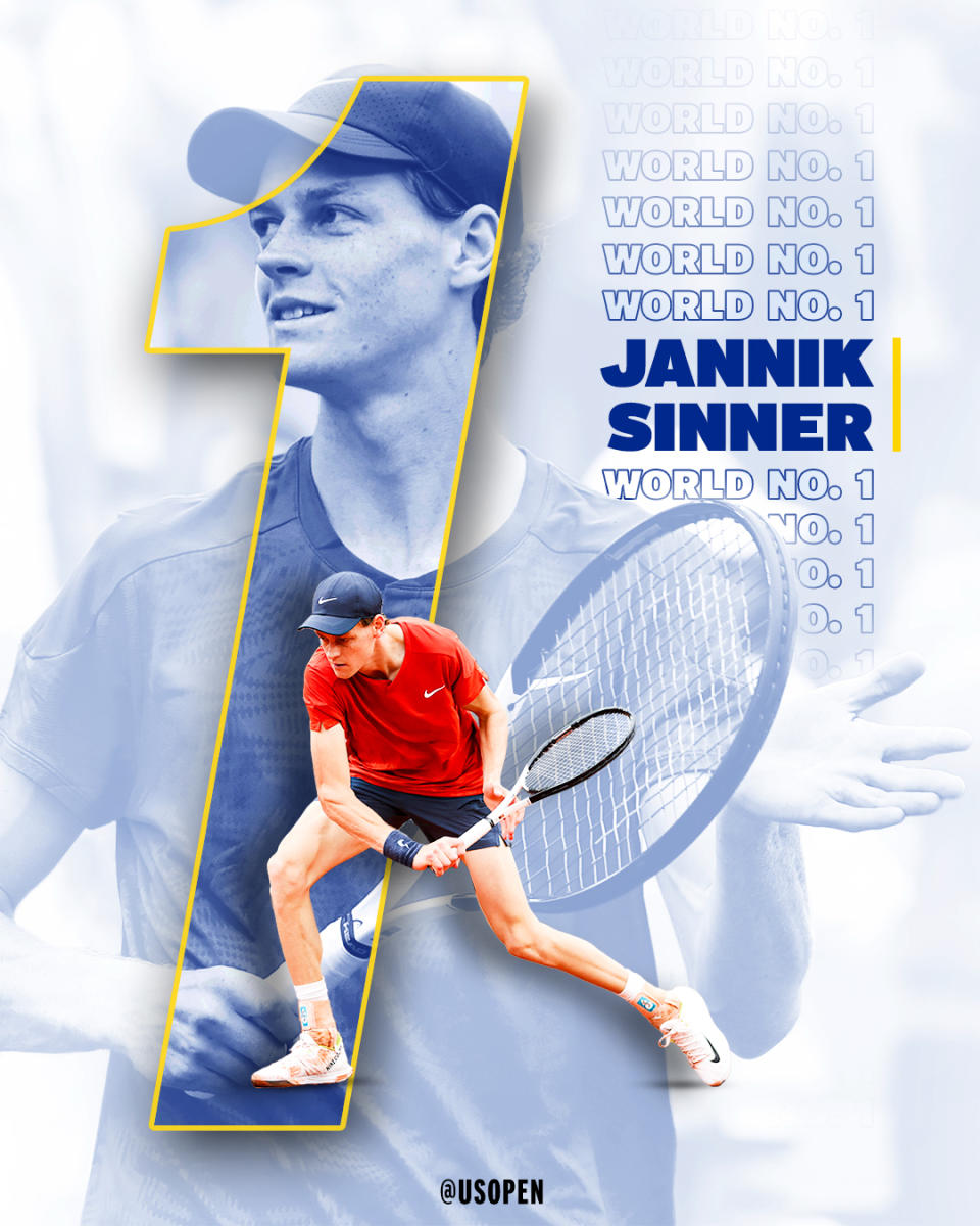 Jannik Sinner將登上球王寶座。（翻攝US Open Tennis Championships 臉書粉專）