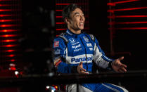 IndyCar driver Takuma Sato is interviewed during IndyCar auto racing media day, Monday, Feb. 11, 2019, in Austin, Texas. (AP Photo/Stephen Spillman)