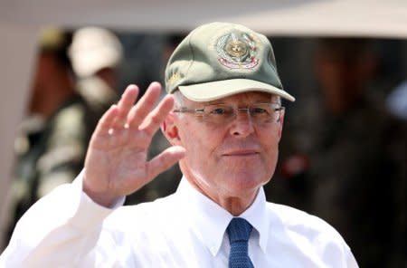 Peru's President Pedro Pablo Kuczynski participates in a military event at Rimac army headquarters in Lima, Peru March 20, 2018. REUTERS/Mariana Bazo