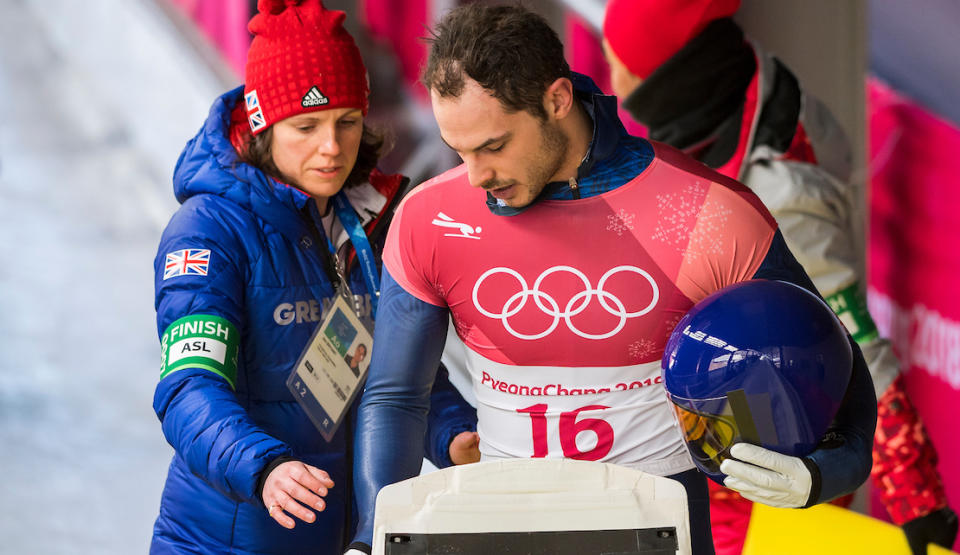 Team GB’s Dom Parsons sits fourth at the halfway stage of the men’s Olympic skeleton competition (Pic: Andy J Ryan/Team GB)