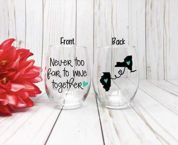 Never Too Far To Wine Together Wine Tumbler