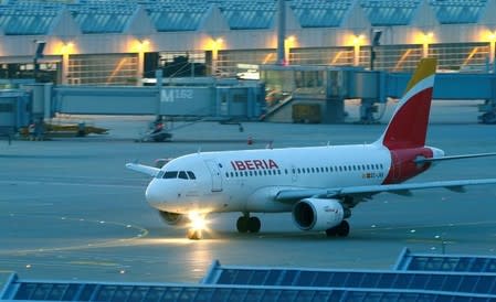 Airbus A319 aircraft of Spanish airline Iberia is seen at the international airport in Munich