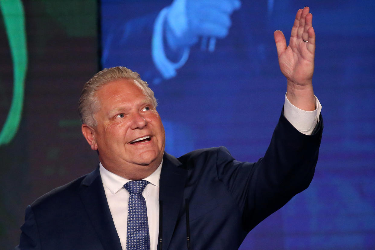 Progressive Conservative (PC) leader Doug Ford speaks during his election night party following the provincial election in Toronto, Ontario, Canada, June 7, 2018. REUTERS/Carlo Allegri