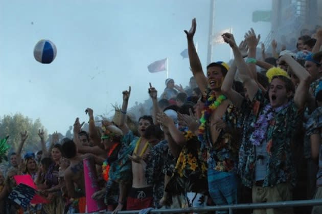 The baby powder flies in the Carmel student section — Nikhita Samala/HiLite photo