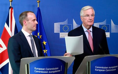 Dominic Raab said EU's chief Brexit negotiator Michel Barnier warned the "clock is ticking" - Credit: EPA