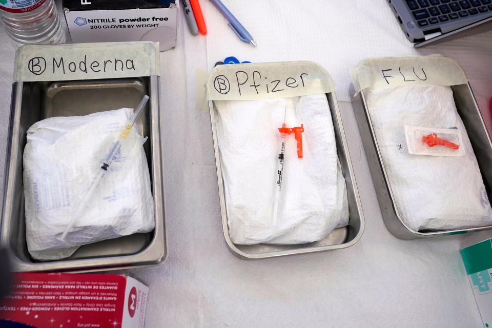 Vaccines sit at the ready at the Blue Shield of California Promise Health Plans' Community Resource Center where they were offering members and the public free flu and COVID-19 vaccines Friday, Oct. 28, 2022, in Lakewood.