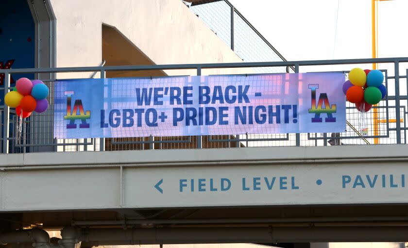 LOS ANGELES, CALIFORNIA - JUNE 11: General view as Dodgers fans celebrate LGBTQ+ Pride Night hosted by LA Pride and the Dodgers at Dodger Stadium on June 11, 2021 in Los Angeles, California. (Photo by Jerritt Clark/Getty Images)