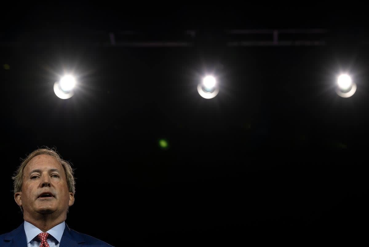 Texas Attorney General Ken Paxton speaks during the Texas GOP Convention in San Antonio on Thursday, May 23, 2024.