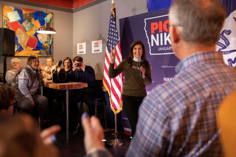 Republican presidential candidate and former U.S. Ambassador to the United Nations Nikki Haley campaigns in Iowa