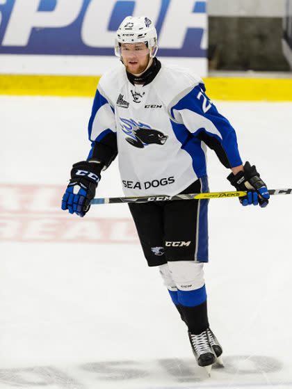 BOISBRIAND, QC – OCTOBER 12: Oliver Felixson #23 of the Saint John Sea Dogs skates during the warmup prior to the QMJHL game against the Blainville-Boisbriand Armada at the Centre d’Excellence Sports Rousseau on October 12, 2016 in Boisbriand, Quebec, Canada. The Blainville-Boisbriand Armada defeated the Saint John Sea Dogs 3-2 in overtime. (Photo by Minas Panagiotakis/Getty Images)