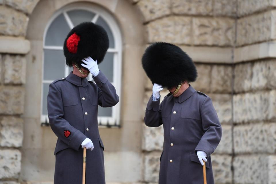 Members of the Household Cavalry prepare Horse Guards Parade ahead of the service (Daniel Leal-Olivas/PA) (PA Wire)