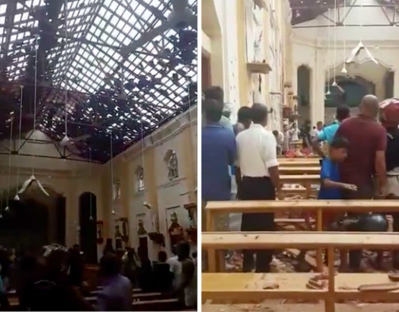 Inside one of the Sri Lankan churches bombed during Easter Sunday worship. Source: Mohsin Ali Raza/Twitter ‏