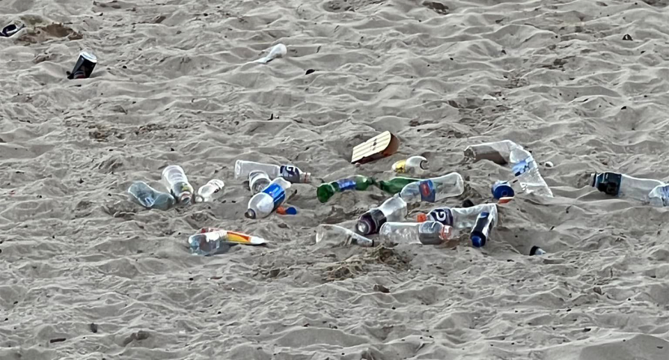 Rubbish left at Coogee beach. 