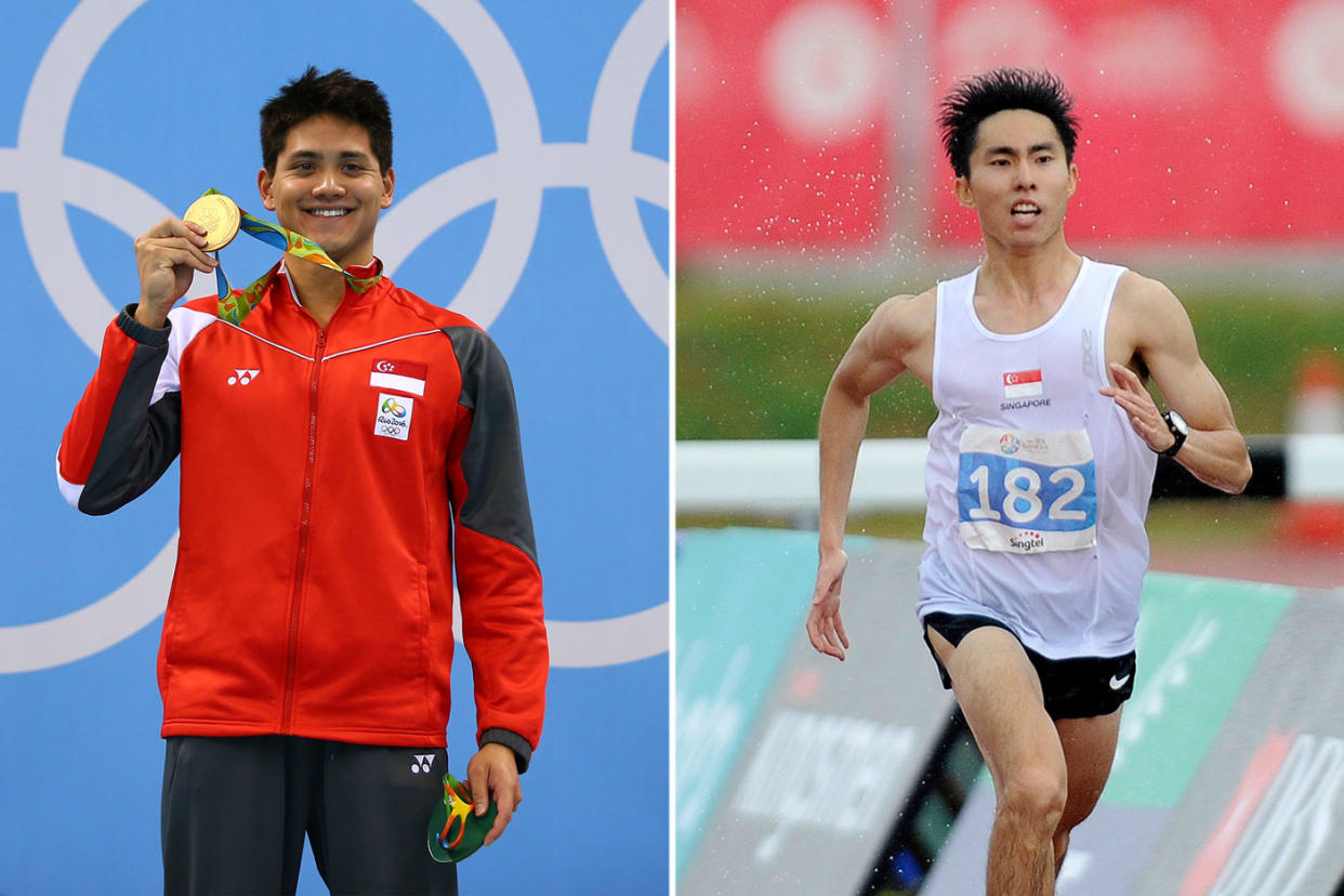 Swimmer Joseph Schooling (left) was selected to represent Singapore at the 2022 Asian Games in Hangzhou, but marathoner Soh Rui Yong has been left out.