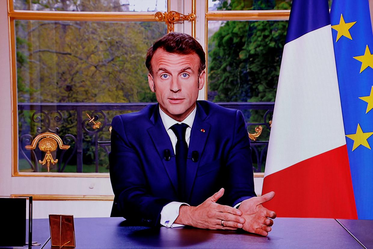 Emmanuel Macron depuis l’Elysée le 17 avril  2023. 