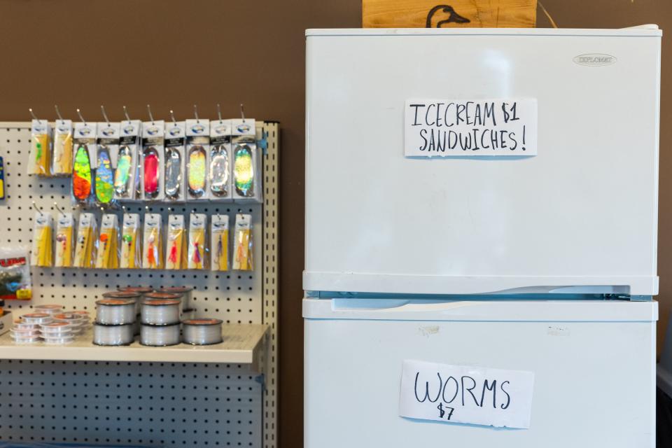Signs for ice cream sandwiches and worms hang on a fridge in the East Canyon Concessions and General Store at East Canyon State Park in Morgan on Monday, July 17, 2023. | Megan Nielsen, Deseret News