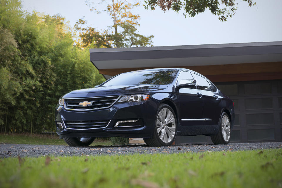 This undated photo provided by GM shows the 2019 Chevrolet Impala, a large sedan that has been discontinued but is still available on dealer lots. The Impala is a roomy and smooth-driving family car that's currently being steeply discounted. (Roch Photo Collective/General Motors Co. via AP)