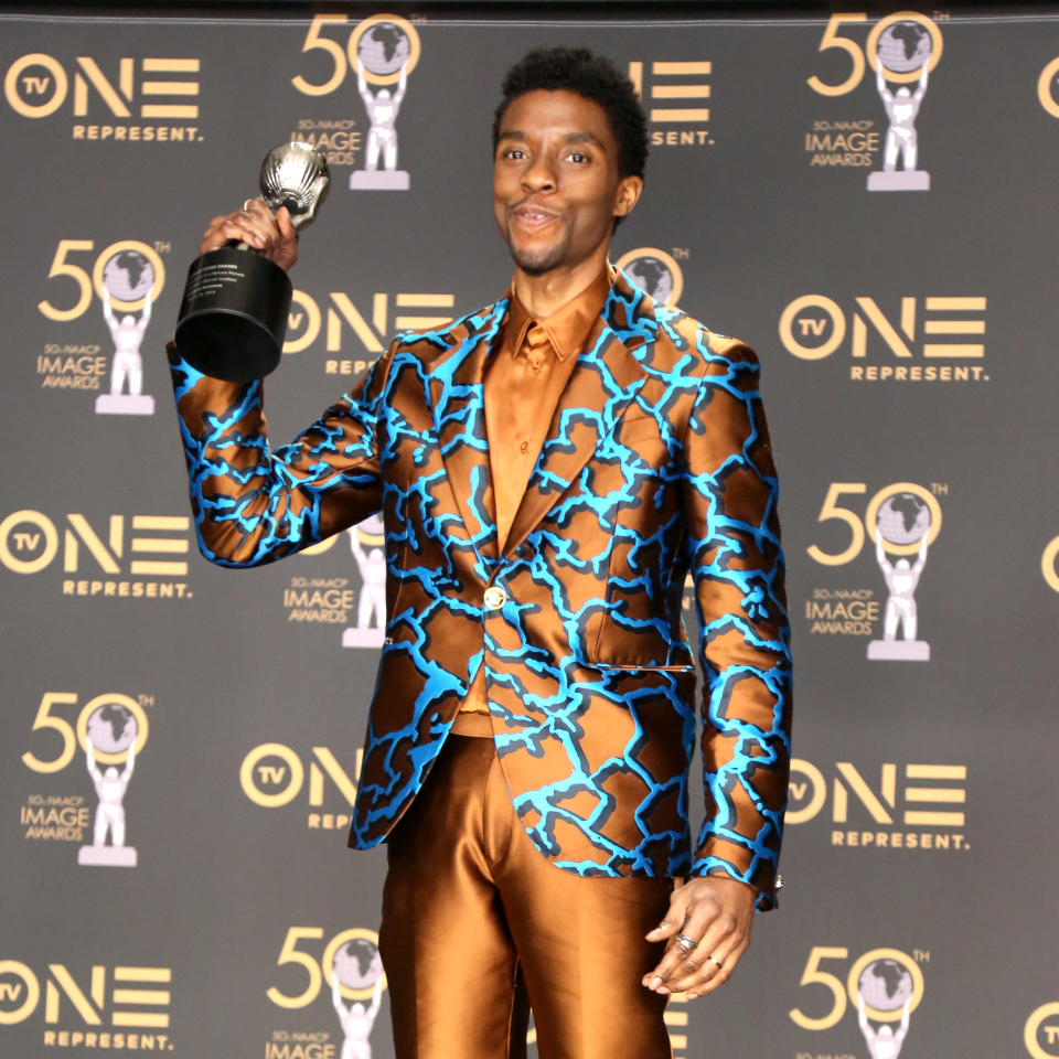 Chadwick Boseman, winner of Outstanding Actor in a Motion Picture for 'Black Panther,' attends the 50th NAACP Image Awards at Dolby Theatre on March 30, 2019 in Hollywood, California.