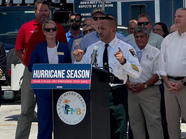 Lee County Sheriff Carmine Marceno touched base on a Lehigh Acres incident during a hurricane preparedness press conference on Thursday, May 30, 2024.