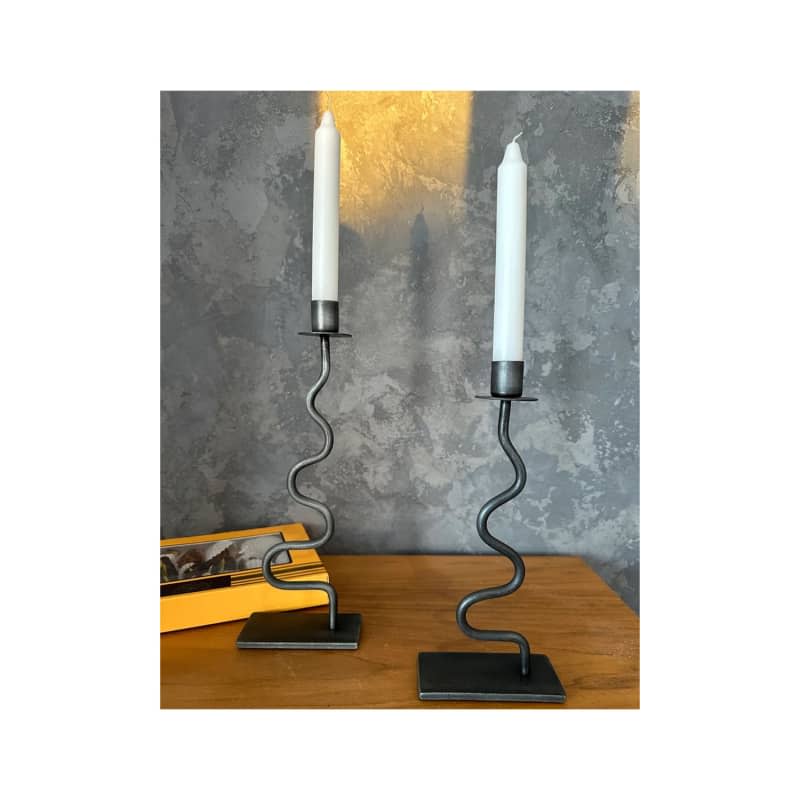 Curved Iron Candle Holder