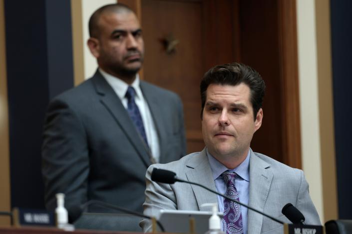 Tail.  Matt Gaetz (R-FL) speaks during a House Judiciary Committee mark up hearing in the Rayburn House Office Building on June 02, 2022 in Washington, DC.  House members of the committee held the emergency hearing to mark up HR 7910, the & quot; Protecting Our Kids Act & quot;  a legislative package of gun violence prevention measures, in response to a string of mass shootings in cities across the United States including in Buffalo, Uvalde and most recently in Tulsa.