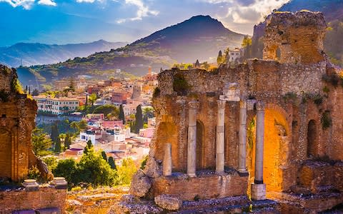 Taormina, which sits in the shadow of Mount Etna